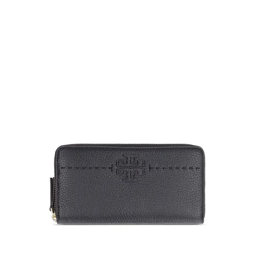 Tory Burch Women's Black Leather McGraw Zip Continental Wallet
